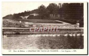 Old Postcard Chateau of Vaux Le Vicomte Swans Swan Melun