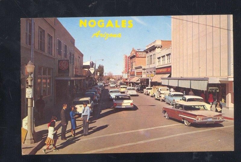 NOGALES ARIZONA DOWNTOWN STREET SCENE 1959 CHEVROLET VINTAGE POSTCARD