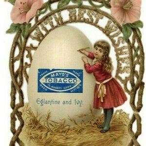 1878 Easter Die-Cut Eglantine & Ivy Mayo's Tobacco Giant Egg Cute Child 7L