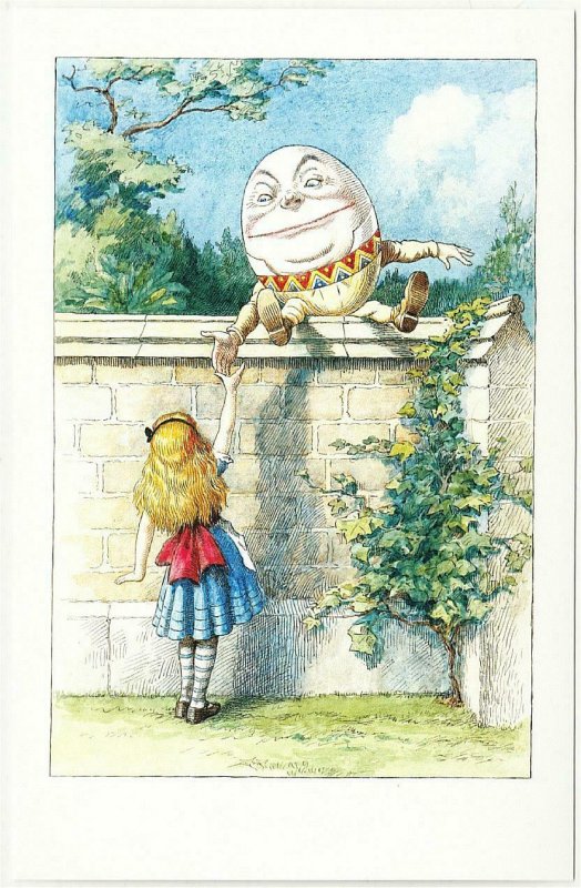 Alice in Wonderland Humpty Dumpty Greeting Alice Postcard by John Tenniel #1