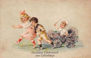 BG14606 geburtstag birthday children flower boy and girl   germany