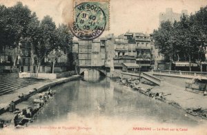 France Narbonne Le Pont sur le Canal Vintage Postcard 03.85