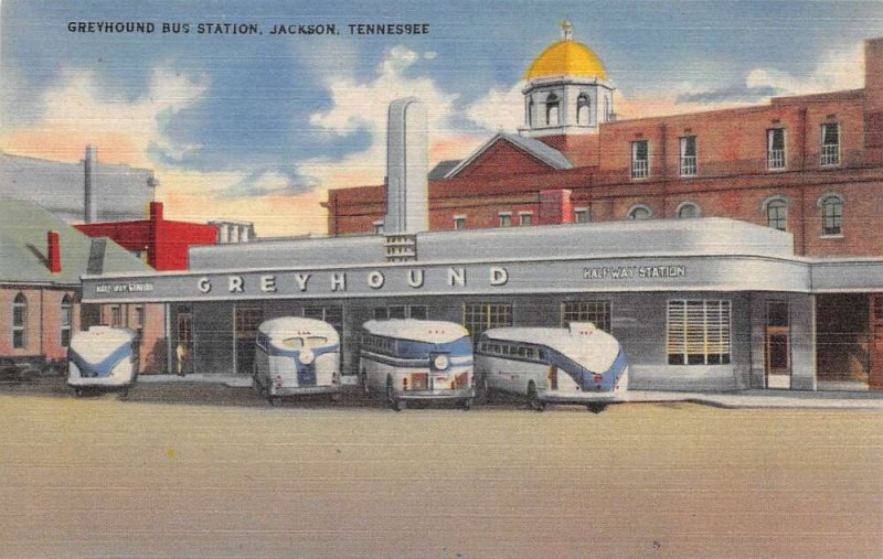 Jackson Tennessee Greyhound Bus Station Vintage Postcard AA57593