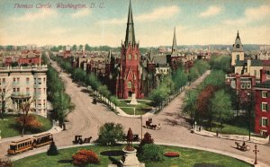 Vintage Postcard 1910's Thomas Circle Intersection Vermont Ave. Washington D. C.