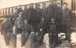 Workers Construction By Bridge Real Photo Antique Postcard J64693