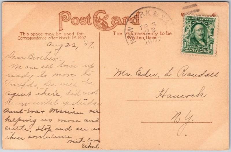 1907 Farnum Building And Post Office Port Jervis New York NY Posted Postcard