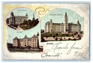 1902 Multiview of Buildings in Quebec Canada CA Posted Antique Postcard