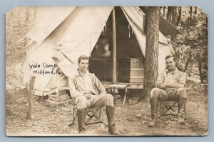 MILFORD PA YALE CAMP ANTIQUE REAL PHOTO POSTCARD RPPC