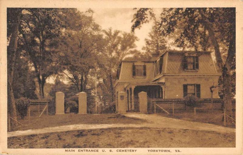Yorktown Virginia Cemetery Main Entrance Antique Postcard K67589
