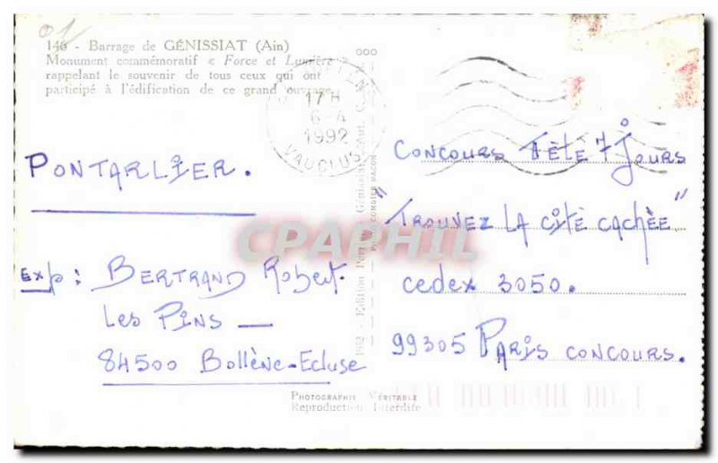 Old Postcard Dam Genissiat Ain Monument commemorrlif