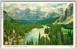 Bow River And Valley, Banff National Park, Alberta, Vintage 1961 Postcard