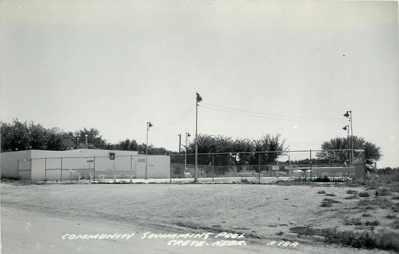 RPPC Postcard; Community Swimming Pool, Crete NE Saline County, LL Cook A18A