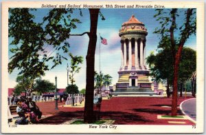 VINTAGE POSTCARD SOLDIERS' AND SAILORS' MONUMENT RIVERSIDE DRIVE NEW YORK CITY