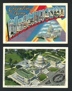 I80 Greetings from Washington and Air View of U.S. Capitol, Linens
