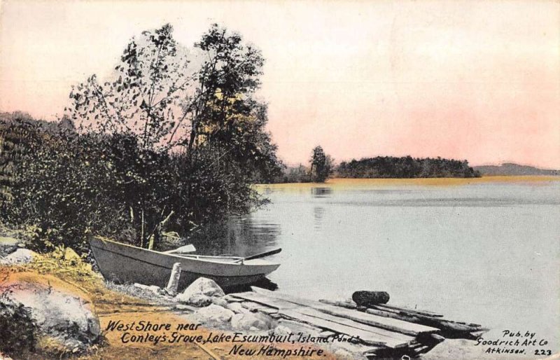 Conley's Grove New Hampshire Lake Escumbuit West Shore Vintage Postcard AA19434