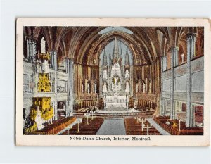 Postcard Interior, Notre Dame Church, Montreal, Canada