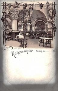 Hamburg Germany Rathsweinkeller Gruss aus Antique Postcard J48052