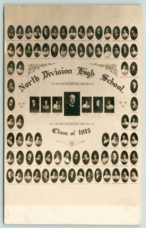 Chicago IL~North Division High School~Class of 1913 Pics Names~Teachers~RPPC 