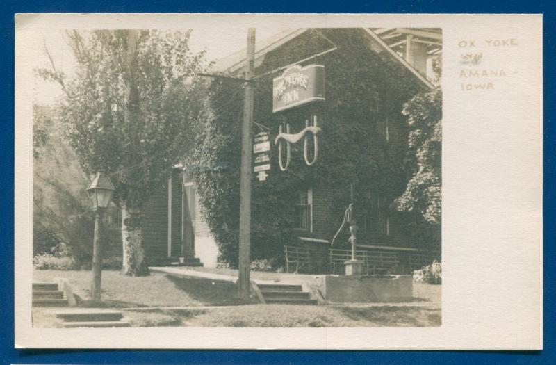 Ox Yoke Inn Amana Iowa ia real photo postcard RPPC