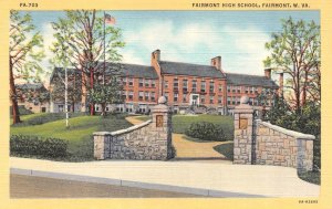 Fairmont, West Virginia WV    FAIRMONT HIGH SCHOOL   ca1940's Linen Postcard