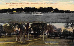 Outing Club Boat & Wigwam East Shore Clear Lake Iowa 1910s postcard