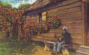 Black Americana Post Card - Greetings from Malden, Mo. - Old Plantation Cabin