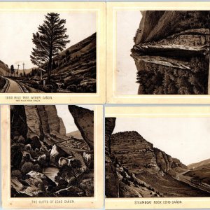 x4 SET c1880s Utah Echo & Weber Canyon Paper Folder Trade Cards Litho UT Park C4