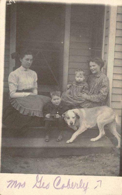 RPPC Edd Coberly, Silverton, Oregon Family, Dog Photo c1910s Vintage Postcard