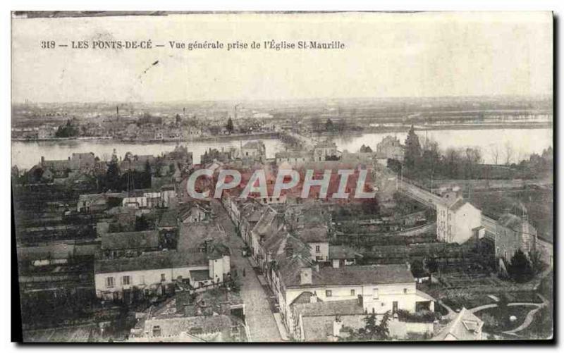 Old Postcard The Bridges Of The Vue Generale Taking L & # 39Eglise St Maurille