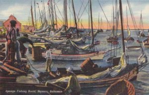 Postcard Sponge Fishing Boats Nassau Bahamas