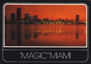 Downtown Looking Across Biscayne Bay at Night Miami Florida