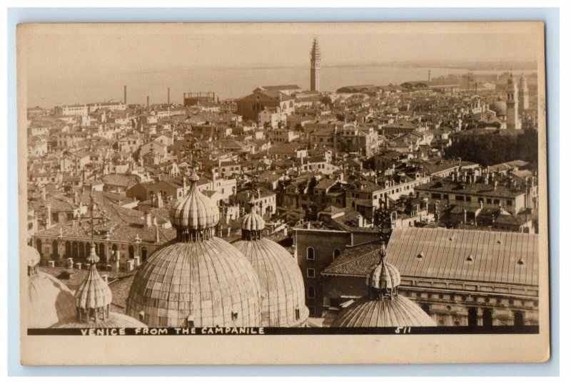 Bird's Eye View From The Campanile Venice Italy RPPC Photo Unposted Postcard