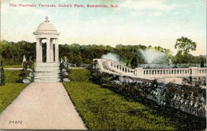 Vtg Somerville New Jersey NJ Fountain Terraces Duke's Park 1910s Postcard