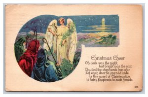 Christmas Cheer Poem Angel Three Wise Men North Star UNP DB Postcard Y9