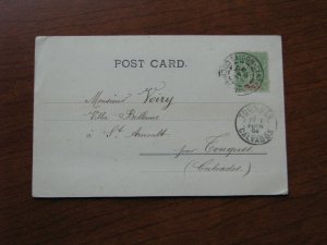 French Indo China Postcard Used 1904 Postmark Lesseps Monument Port Said