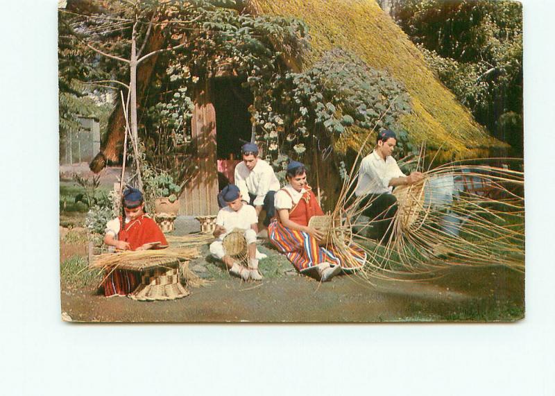 Postcard Madeira Portugal Natural Thatched Roof Basket Making Weaving   # 3931A