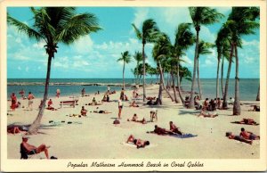 Vtg Coral Gables Florida FL Matheson Hammock Beach Scene 1950s Chrome Postcard