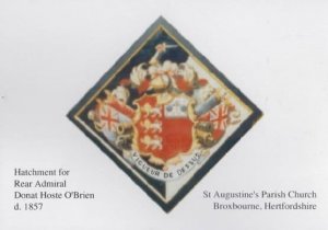 Admiral Donat Hoste O'Brien Hatchment Regalia Broxbourne Hertfordshire Postcard