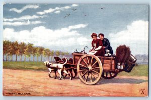 Belgium Postcard Belgian Milk Cart with Two Women Vendors c1910 Oilette Tuck Art