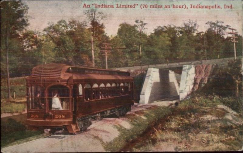 TROLLEY CLOSE-UP Indianapolis IN The Indiana Limited c1910 Postcard