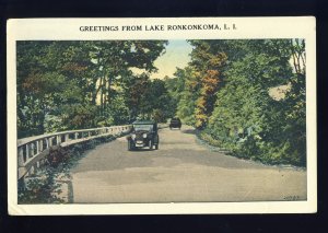 Lake Ronkonkoma, Long Island, New York/NY Postcard, Old Cars On Country Road