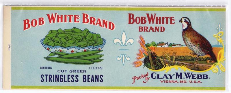 Bob White Tomatoes Vienna MD Vintage Can Label Clay Webb