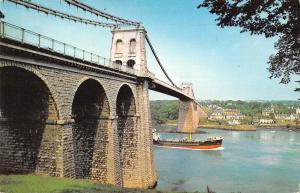 BR67048 the menai suspension bridge ship bateaux anglesey wales 14x9cm