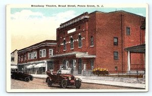 PENNS GROVE, NJ New Jersey ~ Street Scene BROADWAY THEATRE c1910s Cars Postcard