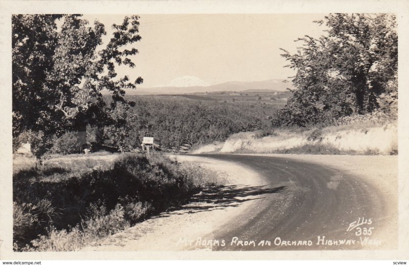 RP: Washington , 1930-40s ; Mt Adams from an Orchard Highway ;ELLIS 335