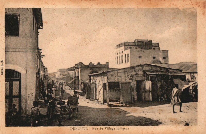 Djibouti Native Village Street Vintage Postcard 03.92