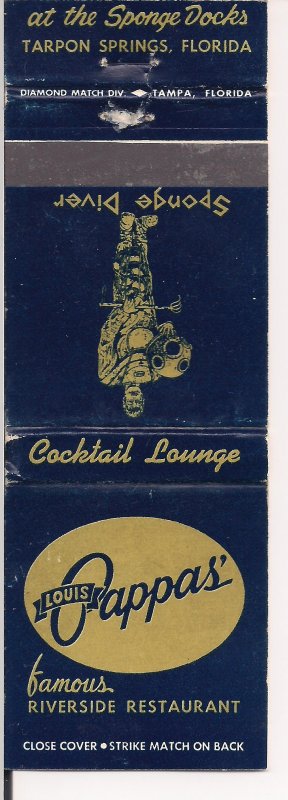 Matchbook Cover ! Louis Pappas Retsaurant, Tarpon Springs, Florida !.  !