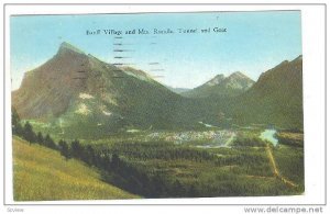 Banff Village and Mts. Rundle, Tunnel and Goat, Alberta, Canada, PU-1934