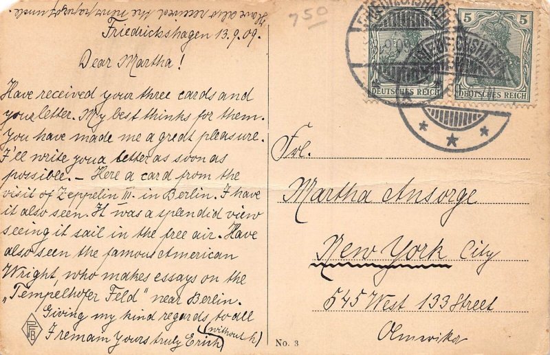 J85/ Interesting Postcard c1910 Luftkreuzer Zeppelin III Berlin Germany 6