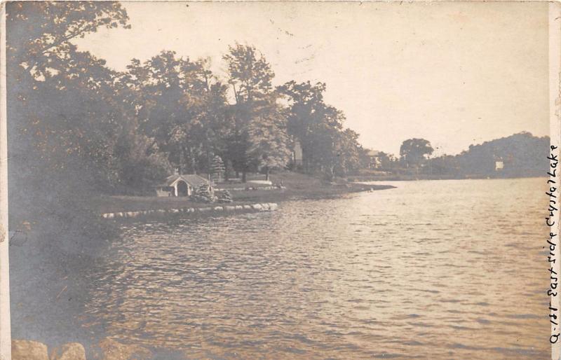 NEWTON CENTER MASSACHUSETTS CRYSTAL LAKE 185 EAST SIDE REAL PHOTO POSTCARD c1917